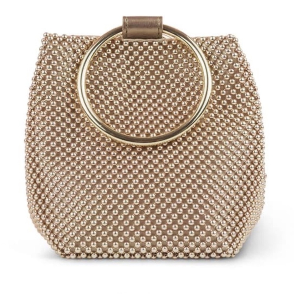 NWT Jessica McClintock Gwen Ball Mesh Ring Wristlet